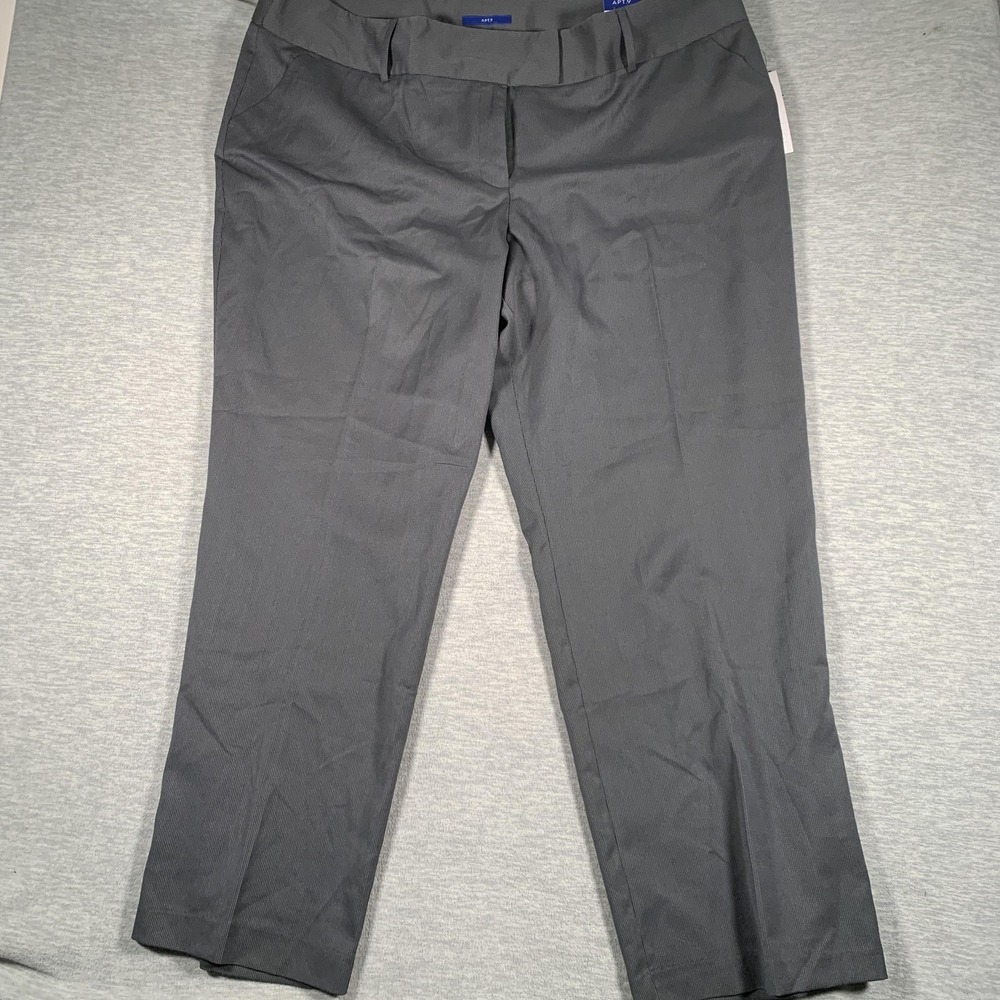 Apt. 9 Pants Womens 24W Gray Pinstripe Dress Slim Leg Tummy Control Stretch